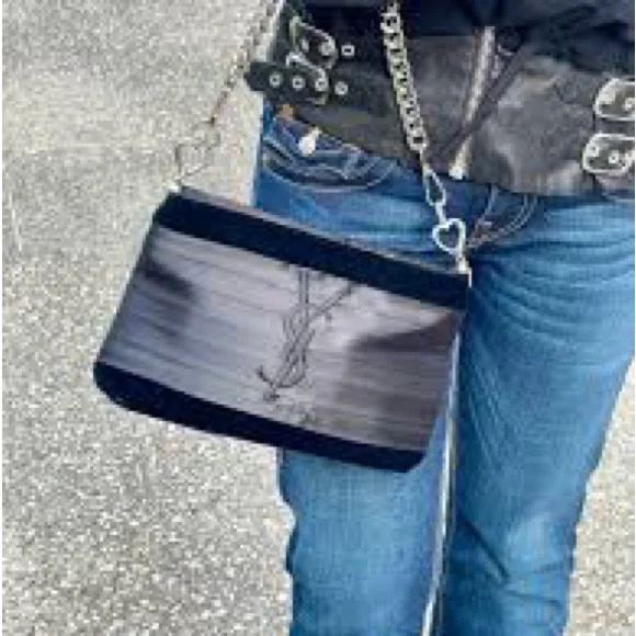 YSL Yves Saint Laurent Elegant Black Makeup Toiletry Bag Silk Rare Hard to Find - Picture 15 of 15